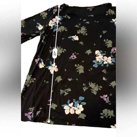 J. Jill Wherever collection black floral swing top with slight bell sleeve - Picture 6 of 9